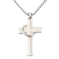 thumbnail image 1 of EZLIFE Collar con colgante de cruz de titanio con escritura cristiana retro GX Bible A8U8, 1 of 7