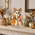 thumbnail image 4 of Vintage Patchwork Ghost Acrylic Tabletop Standee, 2D Cute Halloween Ghost Figurine Desktop Decor Plastic Ornament with Base 10cm Height -A, 4 of 7