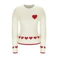 thumbnail image 5 of Htigea Cute Heart Pattern Sweater for Women Casual Crewneck Pullover Preppy Long Sleeve Knit Jumper Tops White S, 5 of 7