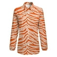 thumbnail image 4 of Tiger Print - Orange Long Sleeve Blouse Woman Streetwear Casual Shirts Summer Oversize Woman Streetwear Clothing Birthday Present, 4 of 7