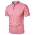 thumbnail image 2 of JTieacloth Large T Shirts for Men European Solid Color Stand Up Collar Button Men Casual Loose Comfortable Foreign Trade Business Short Sleeved Top, 2 of 4