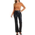 thumbnail image 2 of INSPIRAR CHIC Blusa de Brillo para Mujer con Torcido, Ajustada, de Manga Larga, con Corte para Fiesta, Cortas y Brillantes, Talla L Naranja Oscuro, 2 of 6