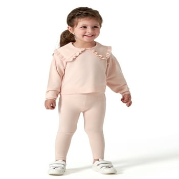 Modern Moments by Gerber Baby & Toddler Girl Ribbed Sweater with Peter Pan Collar and Leggings Outfit Set, 2-Piece (12M - 5T)