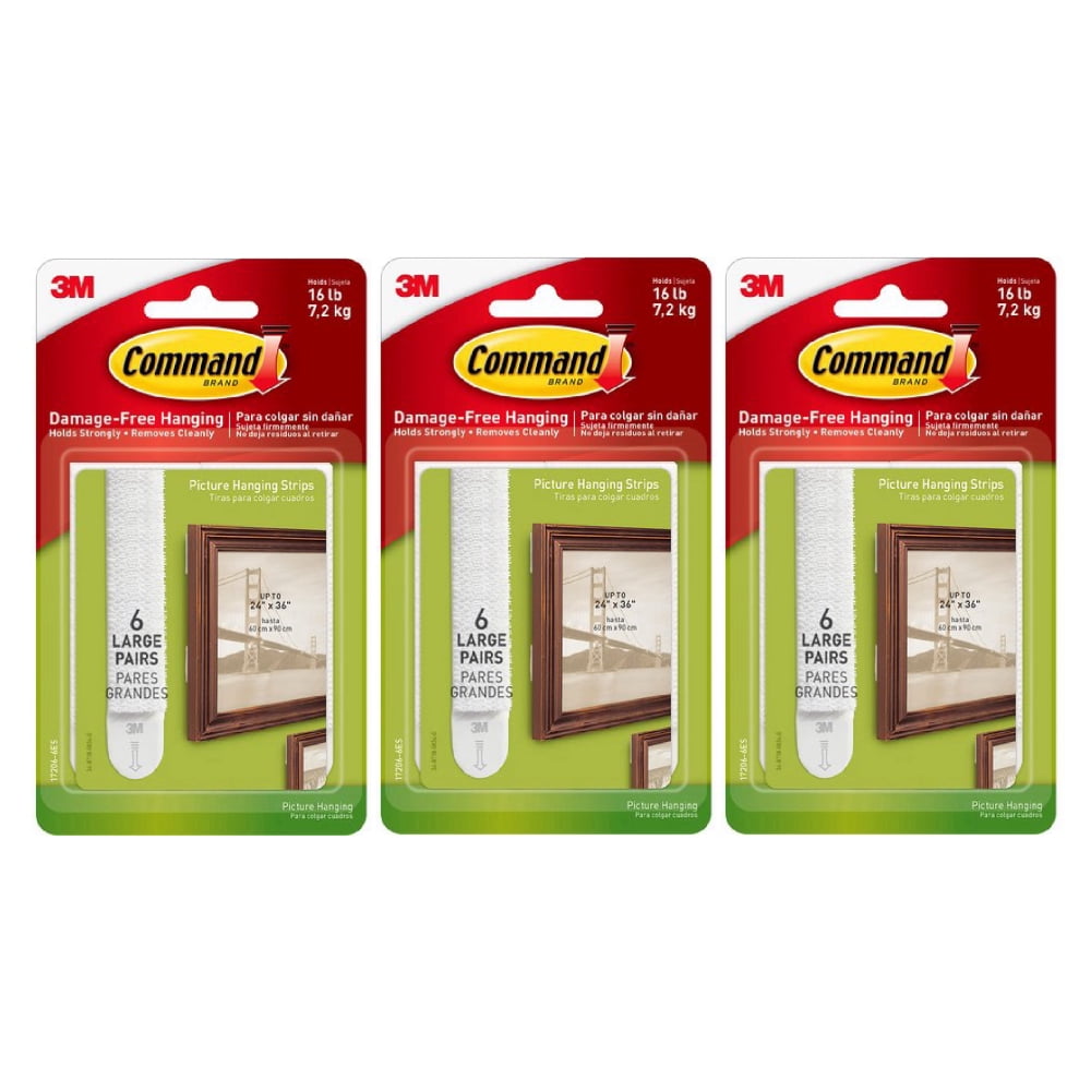 3M Command Large Picture Hanging Strips 17206 White Adhesive Damage