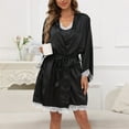 thumbnail image 3 of Robes for Women, PUTUO Womens Robes Plus Size, Lace Sexy Satin Robe Womens Silk Cami Nightgown, Sizes XL to 3X, 3 of 7