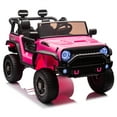 thumbnail image 3 of Ambifirner 24V Ride on Car with Remote Control, 2 Seater Electric Car for Kids w/20 Inch Wide Seat, Gift Flower, 200W Power Car Wheels Truck for Boys Girls, Pink, 3 of 7