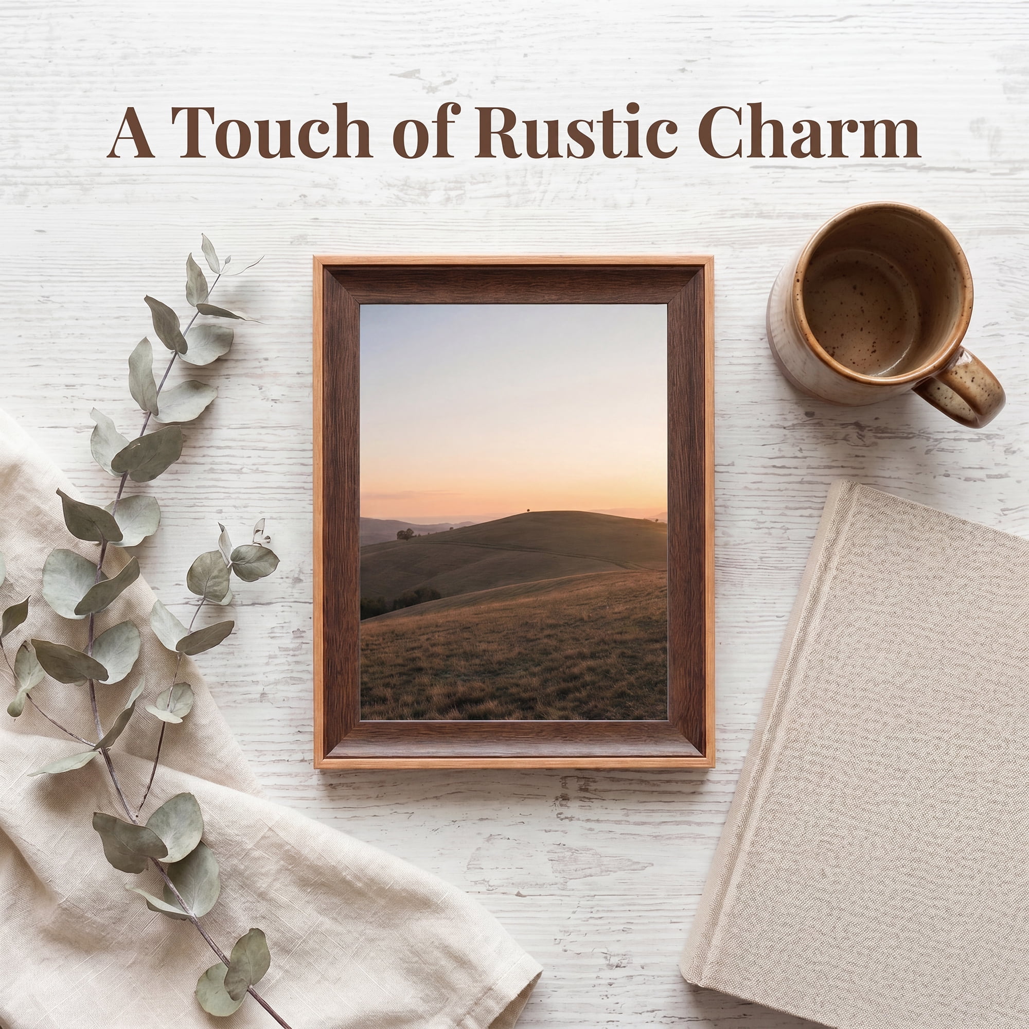 Unique Bargains Resin Picture Frame with Glass Vintage Wall Hanging Walnut 4" x 14"