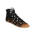 thumbnail image 1 of Qupid DH79 Women Leatherette Open Toe Hollow Out Lace Up Gladiator Sandal, 1 of 6