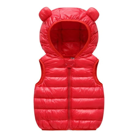 

RPVATI Baby Boys Girls Zip Up Padded Vest Toddler Sleeveless Ears Waistcoat Vest Hooded Fall Winter Warm Clothes Outfit 1Y-5Y