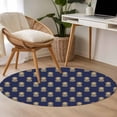 thumbnail image 5 of Pineapple Large Area Rugs for Bedroom Living Room, Soft Non Slip Carpet Bedside Rug, Yellow Fruit Navy Blue Summer Tropical Round Floor Cover Kitchen Accent Rug 3.3' for Dining Room/Office, 5 of 9