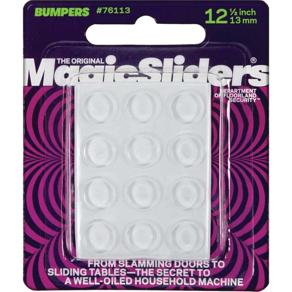 Magic Sliders Vinyl Bumper Pads Clear Round 1/2 in. W x 1/2 in. L 12 pk Self Adhesive