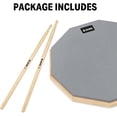 thumbnail image 2 of Donner Drum Practice Pad, 8 Inch Double Sided Silent Drum Pad With Drumsticks, Gray, 2 of 6