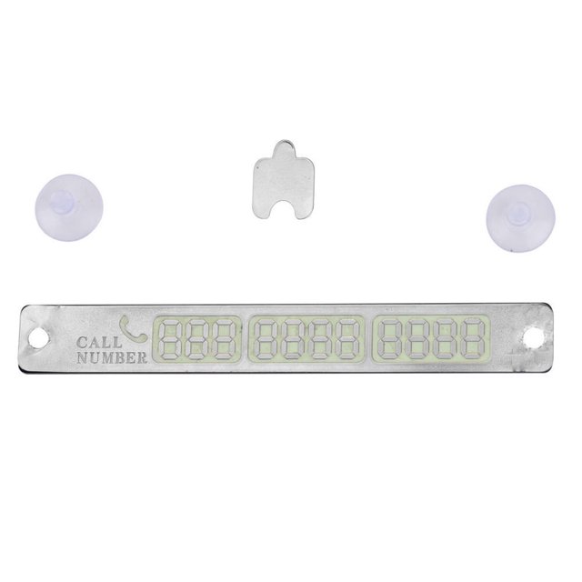 Scienceny Tarjeta de estacionamiento luminosa Tarjeta de número de teléfono Aviso Ventosa al vacío Placa de plástico ABS Plata dorada Type7 NO7 Scienceny CZ9526-02B