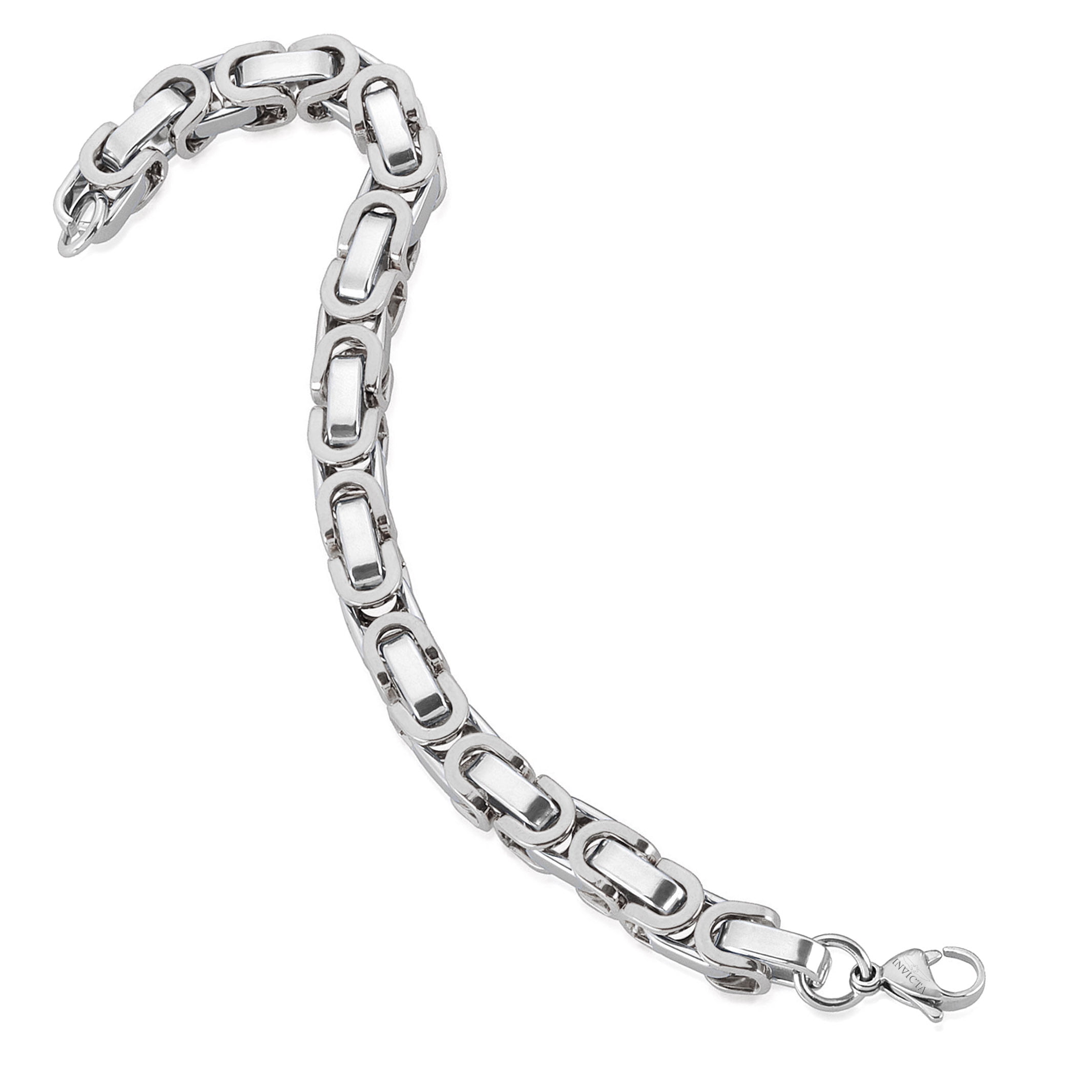 Invicta Jewelry Men's Polished Byzantine Chain Steel Bracelet (8mm) - 8.75"