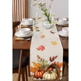 thumbnail image 4 of Vintage Pumpkin Fall Table Runner 72 Inches, Thanksgiving Maple Leaf Farmhouse Bed Runner Dresser Scarves Tabletop for Indoor Outdoor Parties/Ceremony/Banquet, 16" x 72", 4 of 8