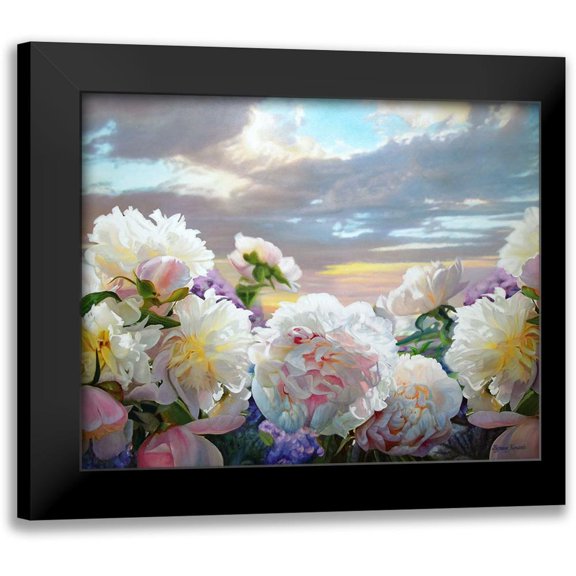 Kopania, Zbigniew 14x12 Black Modern Framed Museum Art Print Titled - Peonies flirting with the Clouds
