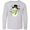 thumbnail image 3 of Inktastic Christmas Snowman in Top Hat with Candy Cane Long Sleeve Youth T-Shirt, 3 of 5