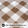 thumbnail image 3 of Round Picnic Tablecloth, Elastic Waterproof Fitted Vinyl Tablecloths for 36"-44" Tables, Flannel Backed Buffalo Plaid Table Cover for Dining, Camping, Outdoor, White and Brown, 3 of 4