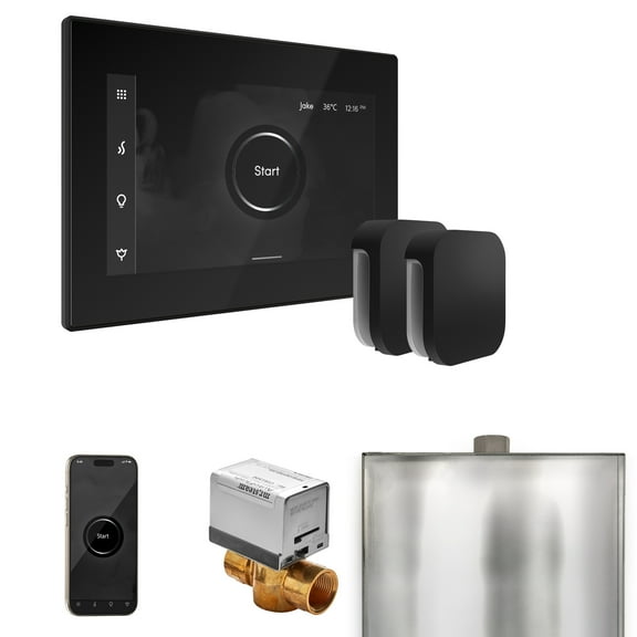 Mr Steam XButler Max Steam Shower Ctrl Pkg w/iSteamX Control and Steamhead in Black Matte Black