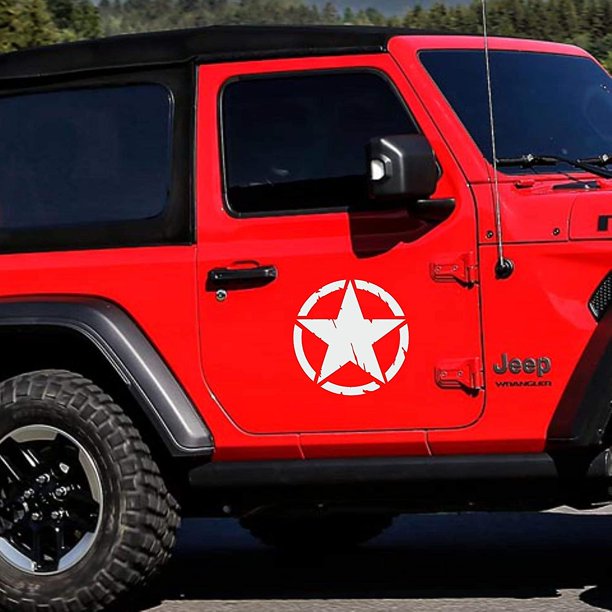 Taian 2 Off-Road Military Pentagram Hood, Front Modificado Car Stickers, Parabrisas Car Personality Decoration Stickers (blanco)