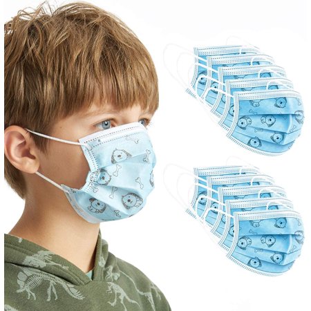 1000 PCS Kids Disposable Face Mask Blue Cute Face Cover for Boys and Girls,Design for Ages 4-12 Children