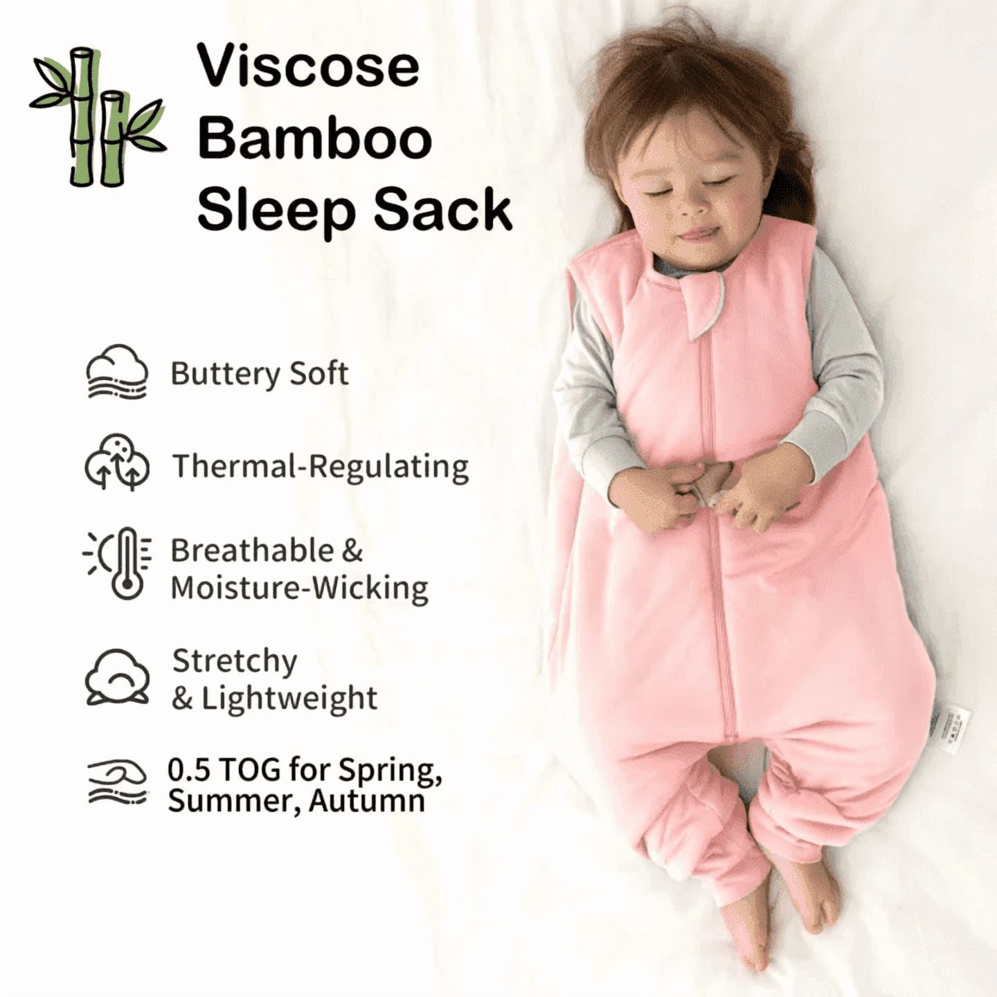 0.5 Tog Summer Baby Sleep Sack with Feet 2t-3t Months Lightweight Rayon Made From Bamboo Sleeping Bag with Legs 24-36 Months