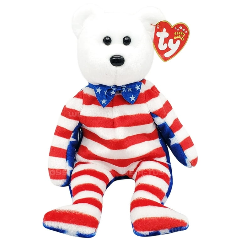 柔らか手触り大きめ【星条旗のクマ】Beanie baby Ty ビーニーズ TY Beanie Babies Liberty the USA Bear Plush [White Face] - Walmart.com