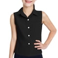 thumbnail image 2 of Coerni Girls Sleeveless Tunic Blouse Summer Button Up Teens Single Breasted Shirts Pockets Lapel Slim Fit Aesthetic Tops, 2 of 6