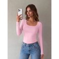 thumbnail image 4 of Zeagoo Basic Fall Tops for Women Long Sleeve Square Neck Slim Fitted Undershirt, 4 of 7