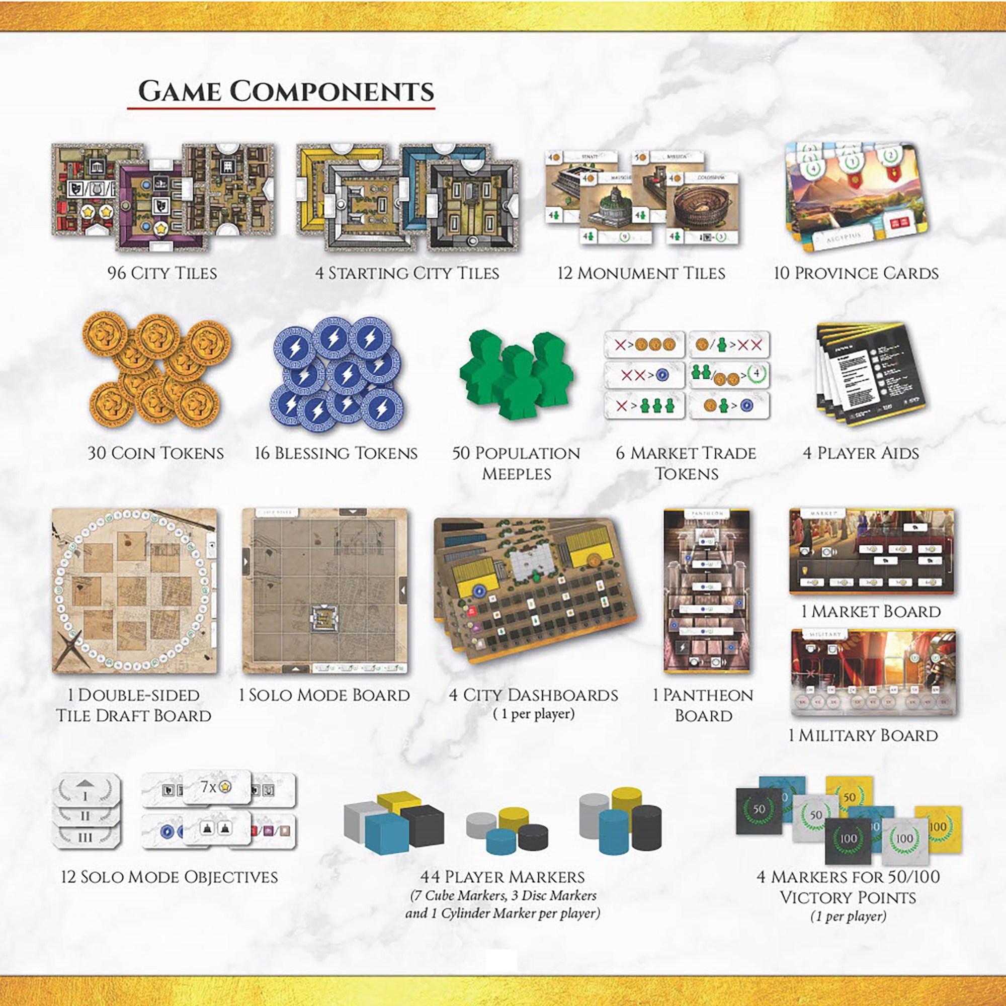 Magna Roma: Standard - Archona Games, Tile Placement Board Game, City Building, Strategy, Solo Mode Available, Ages 13+, 90 Minute Game Play, 1-4 Players