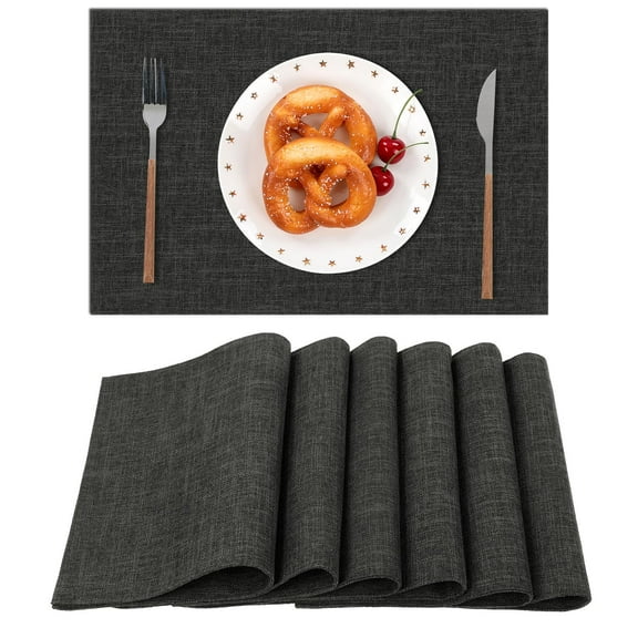 Woven Fabric Placemats Set of 4 Heat Resistant Place Mats Non Slip Washable Double Layer Rustic Placemats Decor