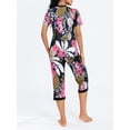 thumbnail image 5 of Women 2 Piece Pajamas PJs Set Floral Short Sleeve Tops and Capri Pants Loungewear Soft Sleepwear Nightwear, 5 of 6
