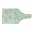 thumbnail image 1 of Grey Cutting Board, Leaves Motif with Stripes and Branches Creative Repetitive Plants Flower Fall Theme, Tempered Glass Cutting and Serving Board, Wine Bottle Shape, Grey Green, by Ambesonne, 1 of 1