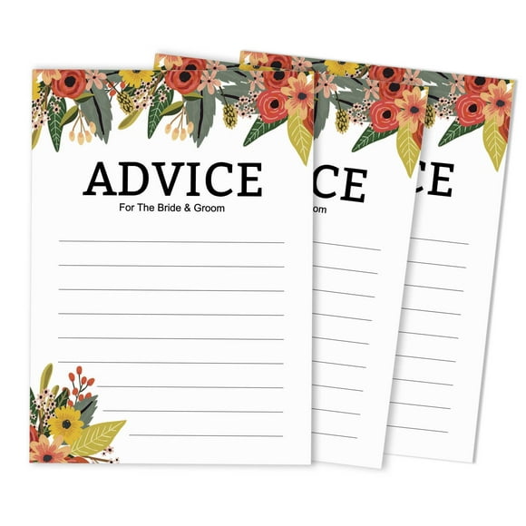 Inkdotpot Ensemble de 50 Vœux pour la Mariée et le Marié, Cartes de Conseils Monsieur et Madame Décor Floral Classique de Mariage, Alternative au Livre d'Or 5x7 Pouces
