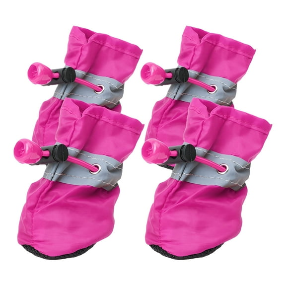 TELOLY 4Pcs Dog Shoes,Paw Protectors for Dogs Hot Pavement,Dog Paw Protector,Rose Red,4.2*3.6Cm