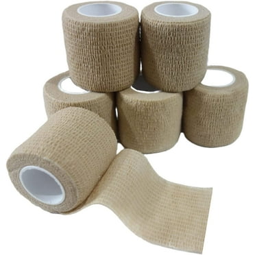 6 Pack 2" x 5 Yards Self Adhesive Bandage Wrap Breathable Cohesive Vet Wrap for Pets, Elastic Self-Adherent Tape for Sports, Wrist, Ankle ( Skin Color)