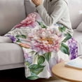 thumbnail image 3 of Pink Purple Hydrangea Blanket Soft Cozy Warm Throw Blanket for Couch, Plush Fuzzy Flannel Fleece Blankets for Sofa, Spring Pastoral Flowers Bed Blankets Lightweight Gifts for Women, 40"x60", 3 of 9