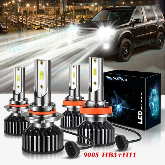 Fit For HONDA PILOT (2006-2018) LED Headlight Bulbs,9005/HB3 High Beam   H11 Low Beam ,Pack of 4,SHENKENUO