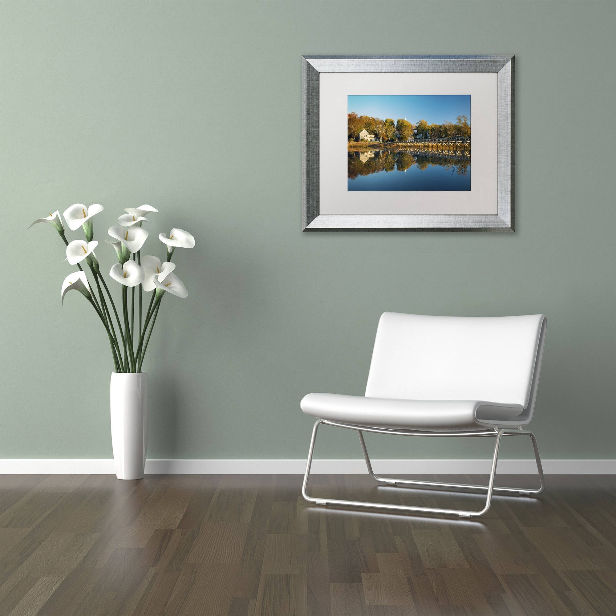 Trademark Fine Art "Wellfleet Mirror" Canvas Art by Michael Blanchette Photography White Matte, Silver Frame