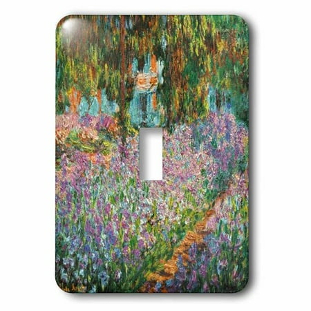 - 3dRose Print of Monet Painting Irises In Garden, Single Toggle Switch