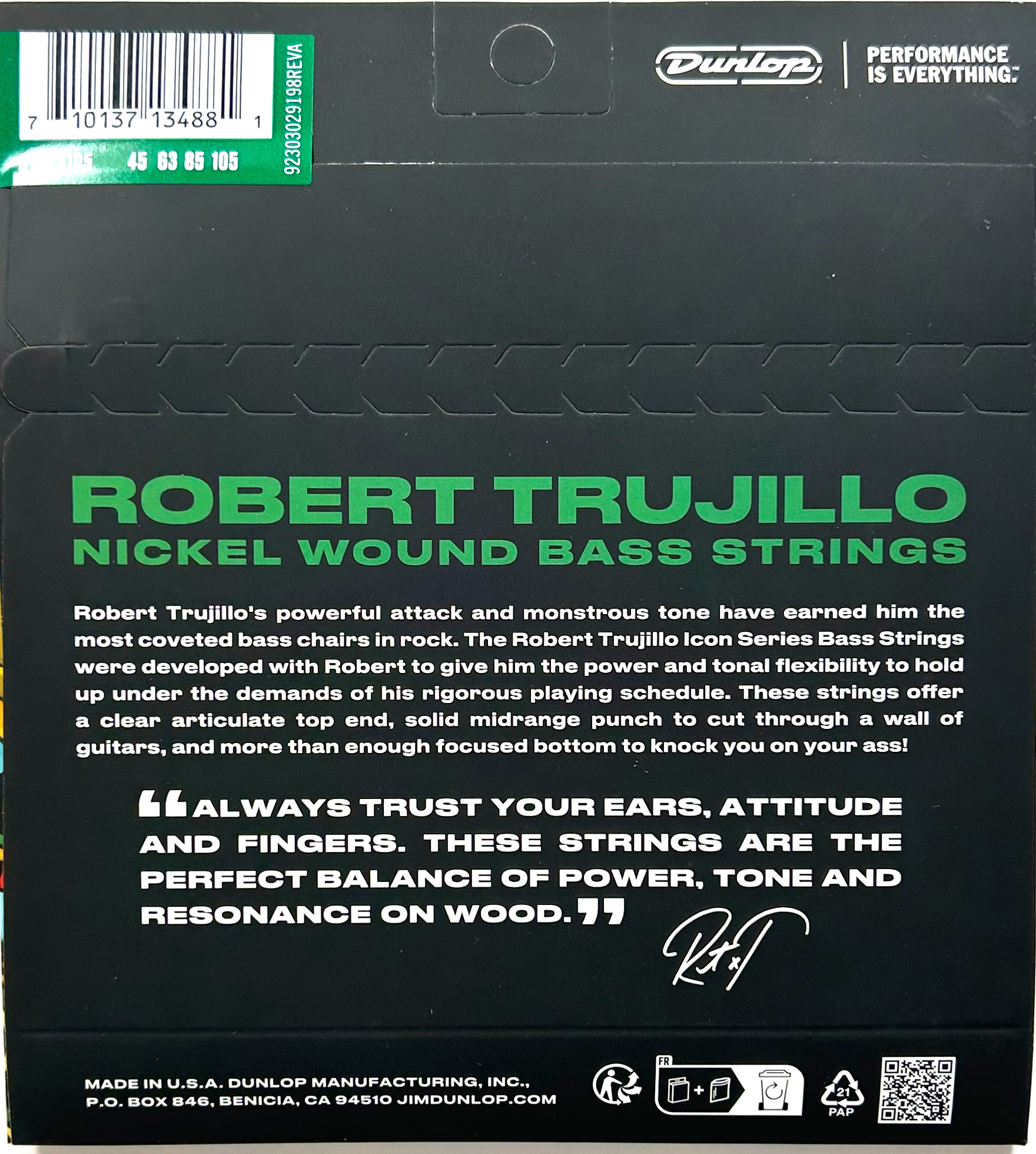 Dunlop Robert Trujillo Nickel Wound 4-String Electric Bass Strings 45 - 105