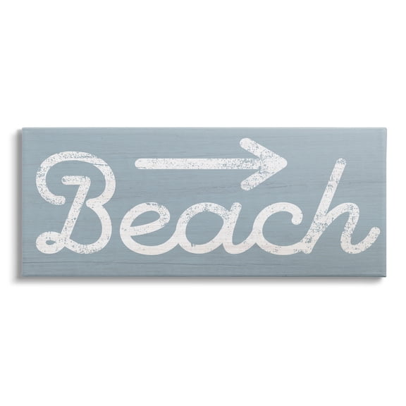 Stupell Industries Vintage Beach Arrow Pointing Sign Grain Pattern Graphic Art Gallery Wrapped Canvas Print Wall Art, Design by Daphne Polselli