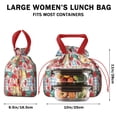 thumbnail image 5 of Pioneer Flower Floral Print Pattern Drawstring Lunch Bag Women - Drawstring Lunch Bag Insulated for Work Office - Stain-Resistant Large Lunchbags for Women with Multi-Pockets, 5 of 6