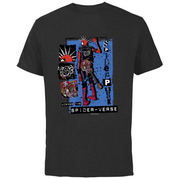 Marvel Spider-Man: Across the Spider-Verse Spider-Punk Back - Short Sleeve Cotton T-Shirt for Adults - Customized-Black