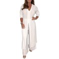 thumbnail image 2 of Trajes De 2 Piezas Para Mujer, Conjunto De Pantalones De Manga Larga, Conjunto De Pantalones De Pierna Ancha Y Cuello En V De Color Sólido Con Dobladillo Dividido, 2 of 6