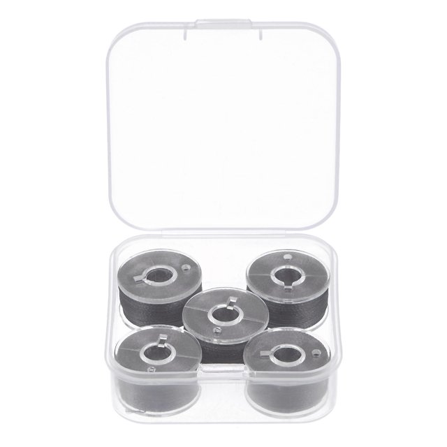 Prebobinado Bobina Hilo Juego de 5uds con Almacenamiento Plástico Estuche para Bordado y Coser Máquina, Claro Marrón