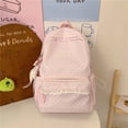 thumbnail image 4 of Polka Dot Print Lace Backpack, Large Capacity Multi-Pocket School Bag with Compartments for Travel Outdoor (Pink 430*300*140), 4 of 8