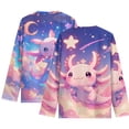 thumbnail image 2 of FUIALDOLG Cartoon Axolotl Boys Long Sleeve Shirts 2 Pack Soft Loose Tees for Kids 3-4 Years Round Neck Pullover Tops Winter Layering, 2 of 6