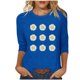 thumbnail image 1 of Tops de Cuello Redondo para las Mujeres Moda Impresa 3/4 Mangas Blusa Casual Top, Estante de Imitación, 1 of 5