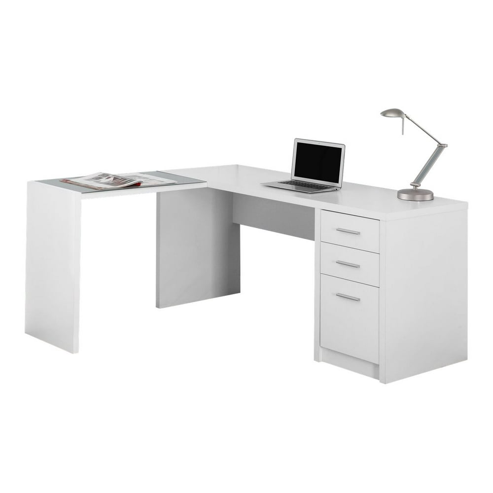 MONARCH COMPUTER DESK WHITE CORNER WITH TEMPERED GLASS Walmart